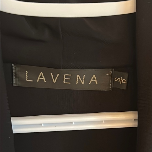 Lavena Black Faux Wrap Top with Rosettes & Long Sleeves, size S - Picture 4 of 5